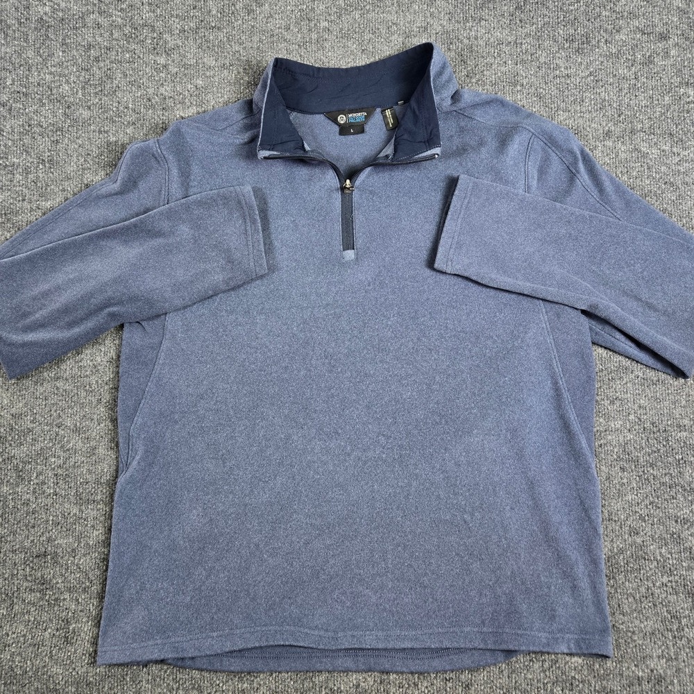 Mondetta Pullover Mens Large Outdoor Project Blue 1/4 Zip Fleece Stretch 1617837